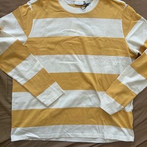 Clare V long sleeve tee cream and vintage marigold rugby stripe - S